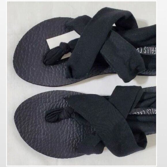 New Falls Creek Sandals Womens Size 7 Black Cloth Strappy Flat Shoes NWT - Picture 11 of 15